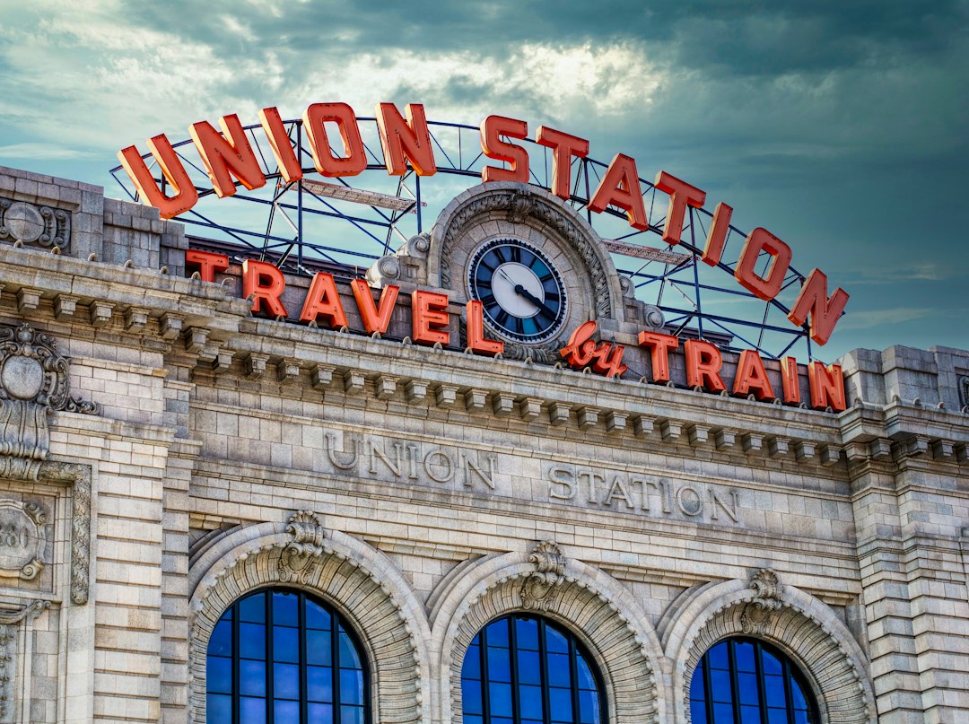 Union Station from the ground with a beautiful sky